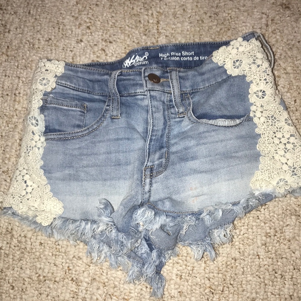 Denim Jean shorts with lace detail